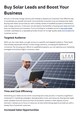 Buy Solar Leads and Boost Your Business