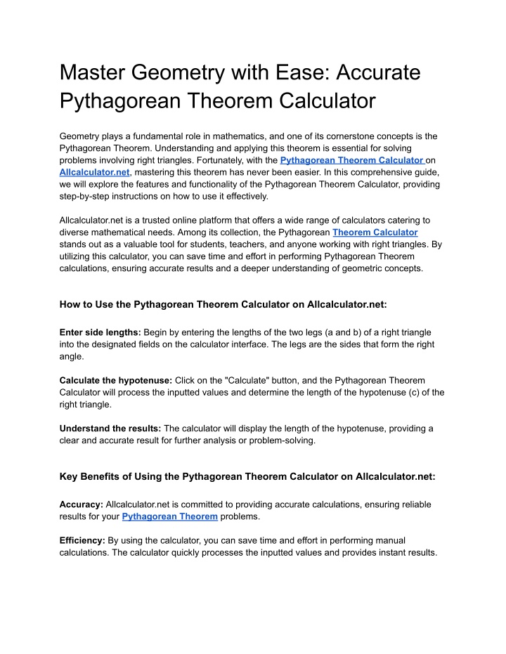 master geometry with ease accurate pythagorean
