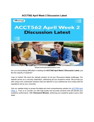 ACCT562 April Week 2 Discussion Latest