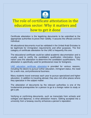 The role of certificate attestation in the education sector  Why it matters and how to get it done
