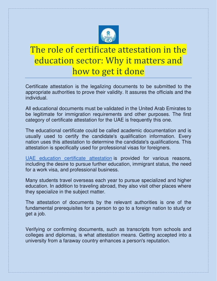 the role of certificate attestation
