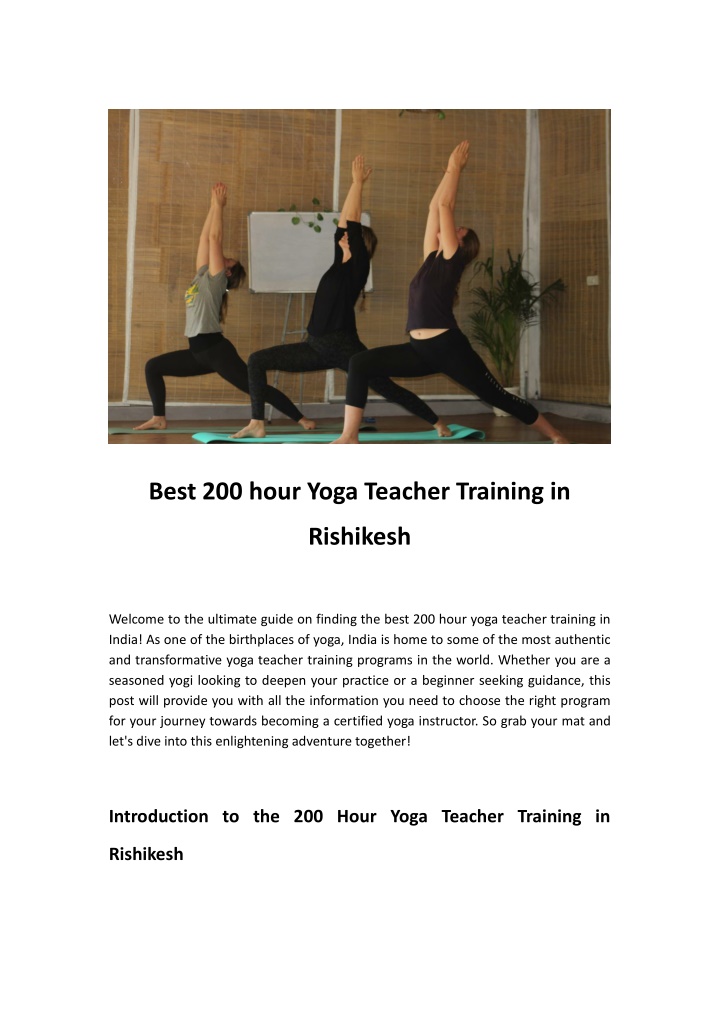 best 200 hour yoga teacher training in