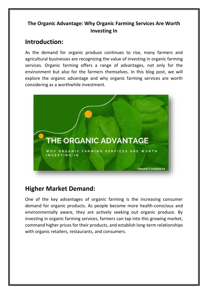 the organic advantage why organic farming