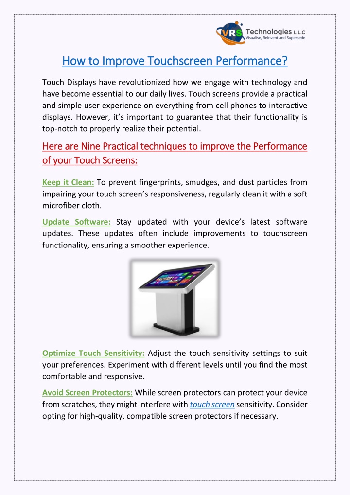 how to improve touchscreen performance