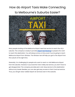 How do airport taxis make connecting to Melbourne's suburbs easier