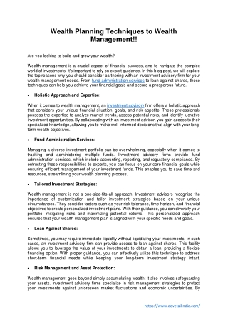 wealth planning techniques to wealth management