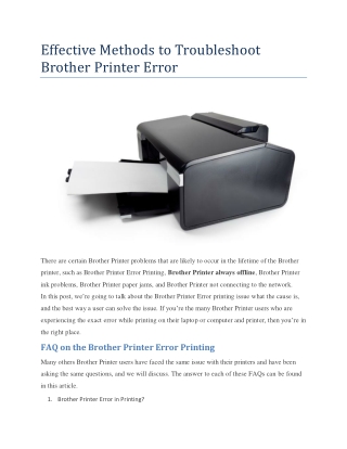 Effective Methods To Troubleshoot Brother Printer Error