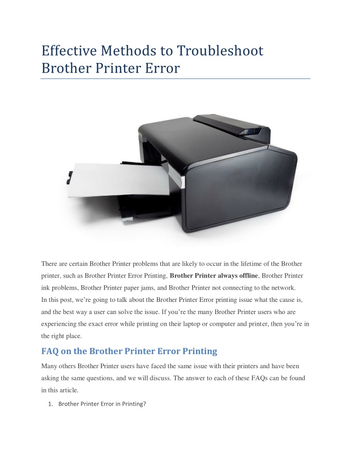 effective methods to troubleshoot brother printer