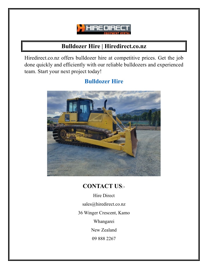 bulldozer hire hiredirect co nz