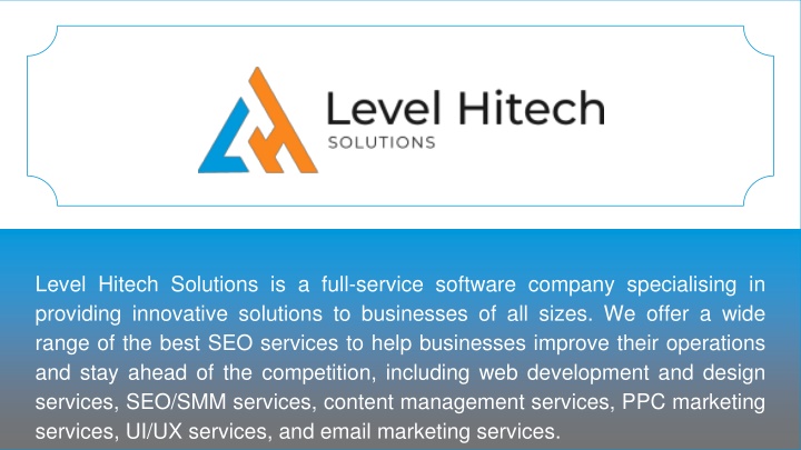level hitech solutions is a full service software