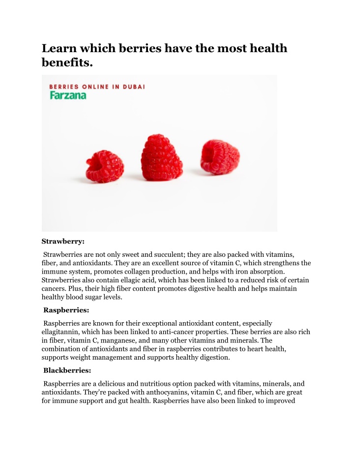 learn which berries have the most health benefits