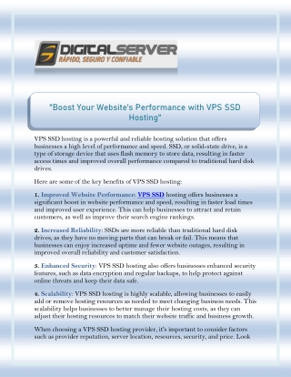 Boost Your Website's Performance with VPS SSD Hosting