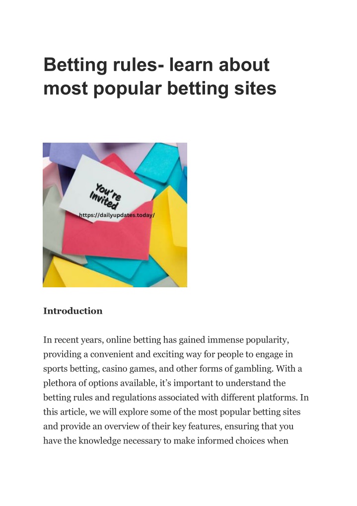 betting rules learn about most popular betting