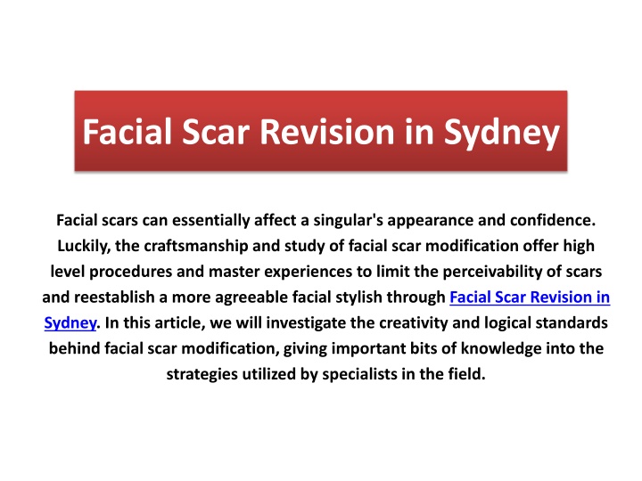 facial scar revision in sydney