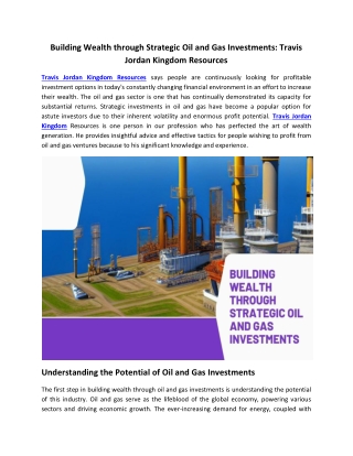 The Benefits of Investing in Oil and Gas with Travis Jordan Kingdom Resources