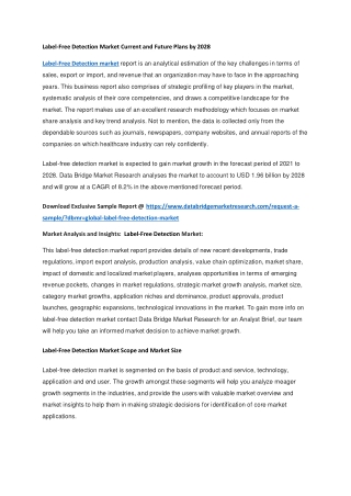 label free detection market current and future