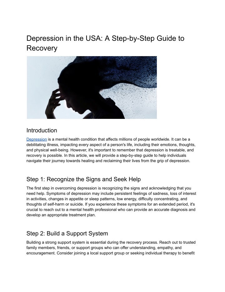 depression in the usa a step by step guide