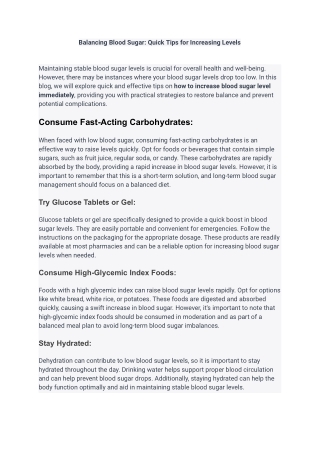 Balancing Blood Sugar