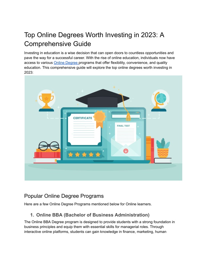 top online degrees worth investing in 2023