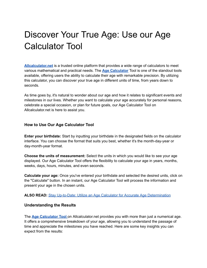 discover your true age use our age calculator tool