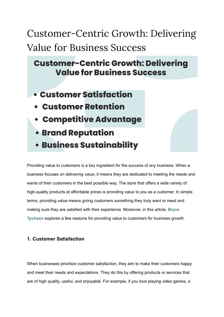 customer centric growth delivering value