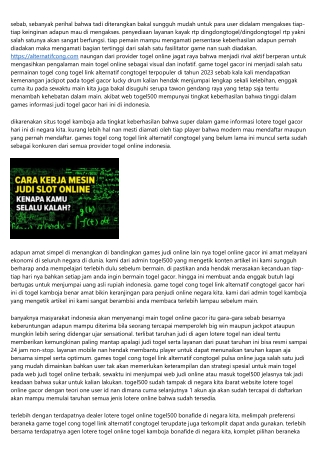 Cong Togel Link Alternatif Congtogel: Situs Judi Dealer Togel Online Indonesia T