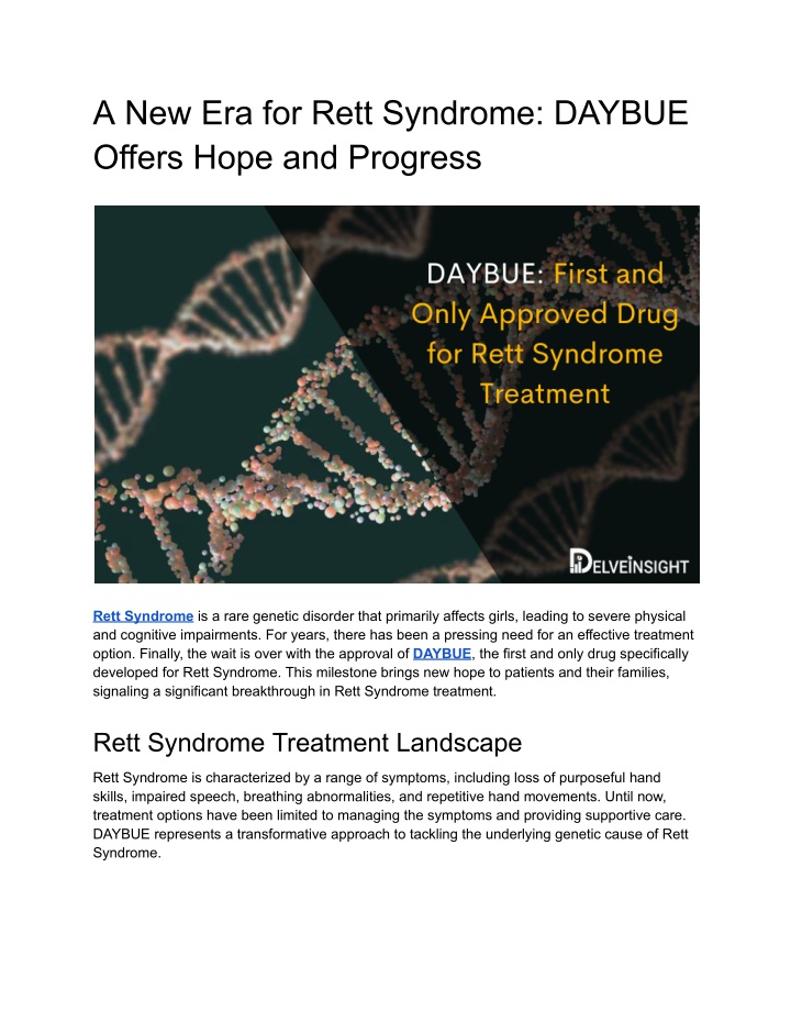 a new era for rett syndrome daybue offers hope