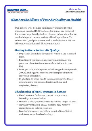 What Are the Effects of Poor Air Quality on Health?