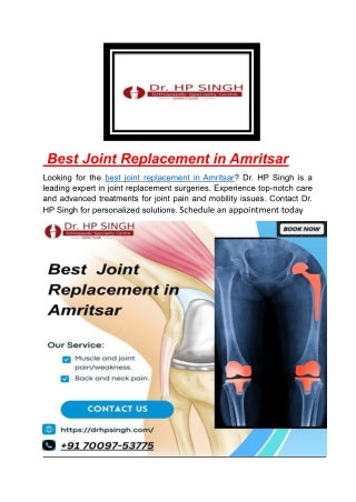 Best Joint Replacement in Amritsar | Dr HP. SINGH