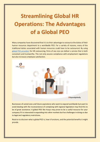 Streamlining Global HR Operations: The Advantages of a Global PEO