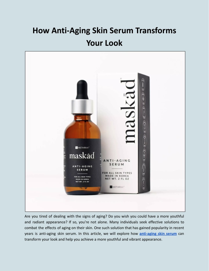 how anti aging skin serum transforms your look