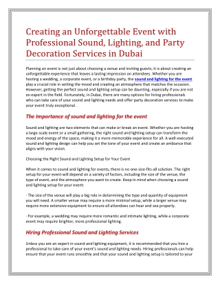 creating an unforgettable event with professional