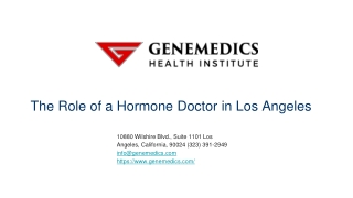 The Role of a Hormone Doctor in Los Angeles