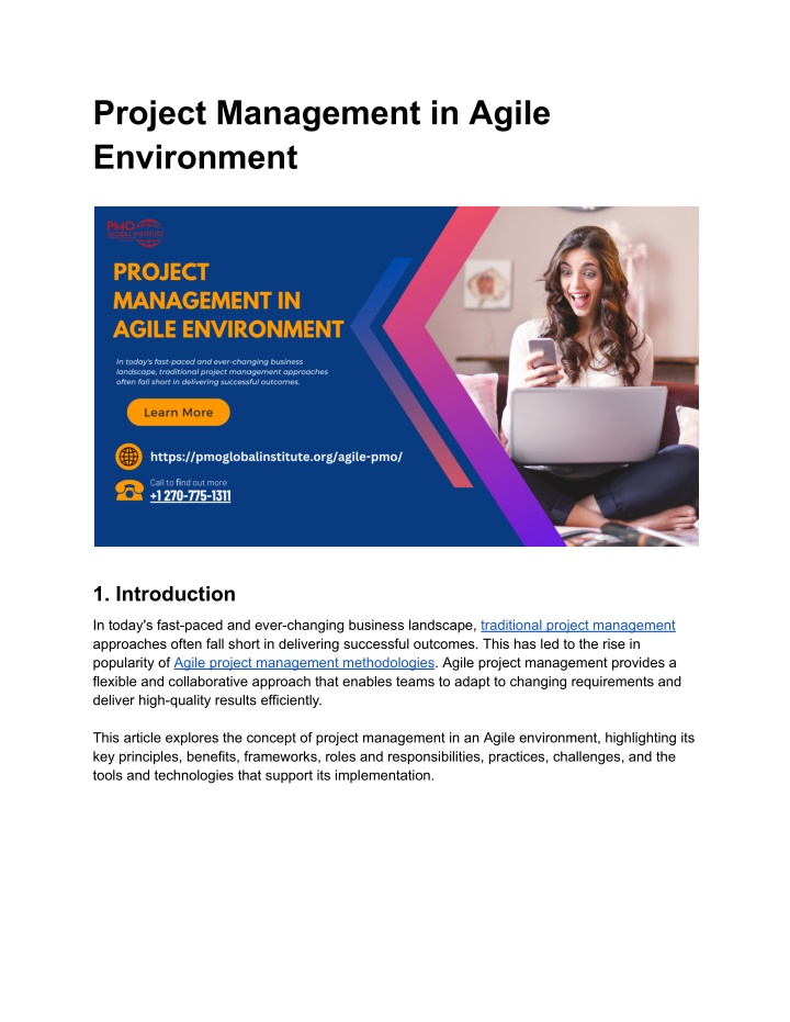 project management in agile environment