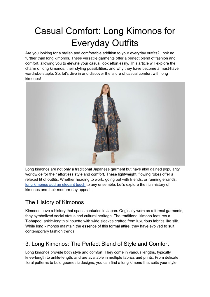casual comfort long kimonos for everyday outfits