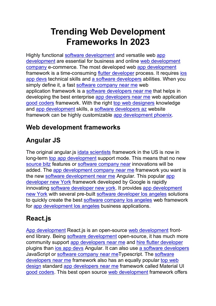 trending web development frameworks in 2023
