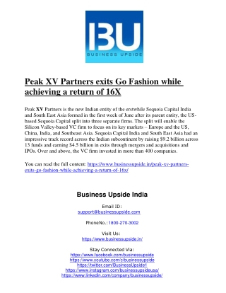peak xv partners exits go fashion while achieving