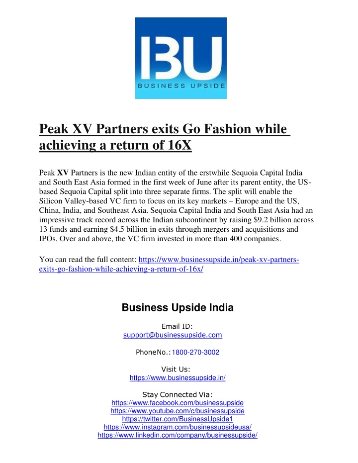 peak xv partners exits go fashion while achieving