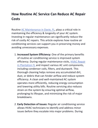 How Routine AC Service Can Reduce AC Repair Costs