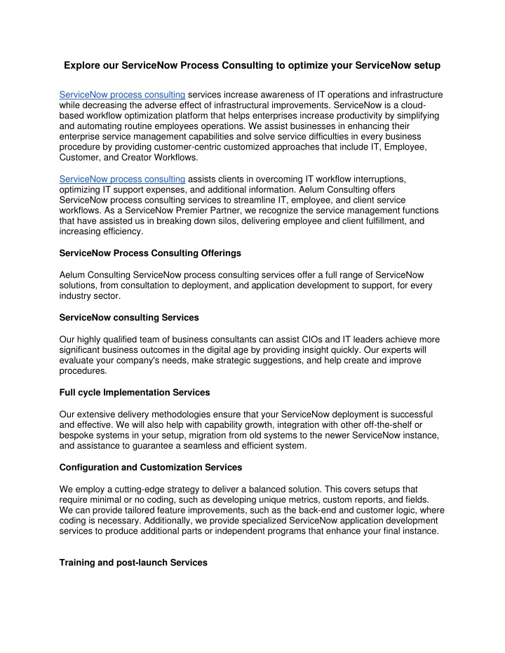 explore our servicenow process consulting