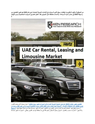 The UAE Car Rental, Leasing and Limousine Market Executive Summary