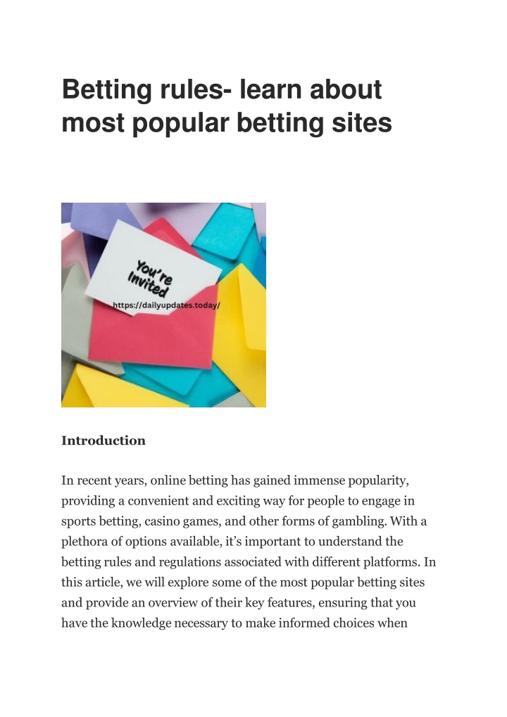 betting rules learn about most popular betting sites