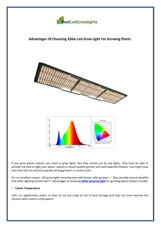 Advantages Of Choosing 320w Led Grow Light For Growing Plants