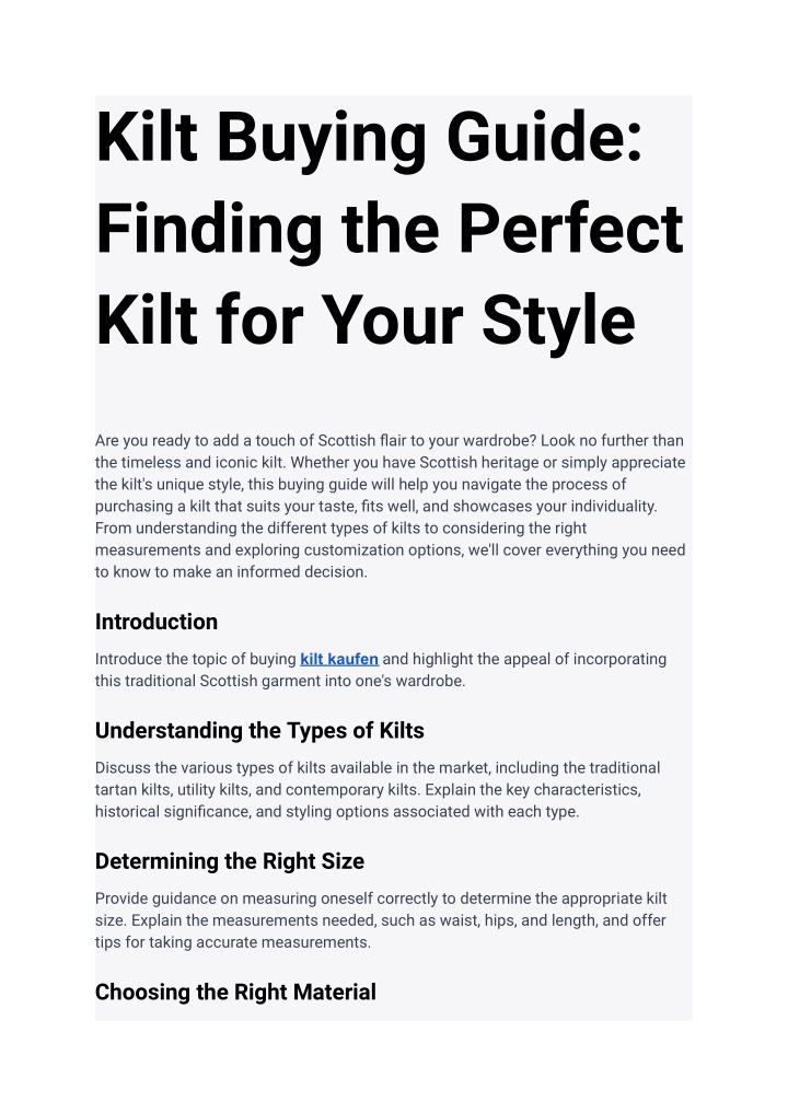 kilt buying guide finding the perfect kilt