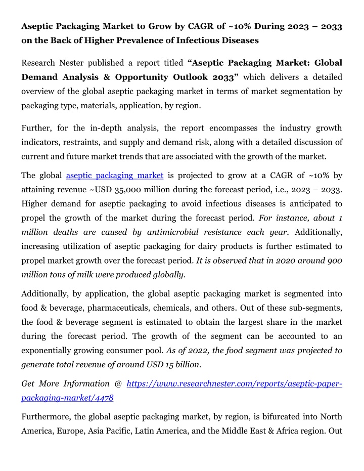 aseptic packaging market to grow by cagr