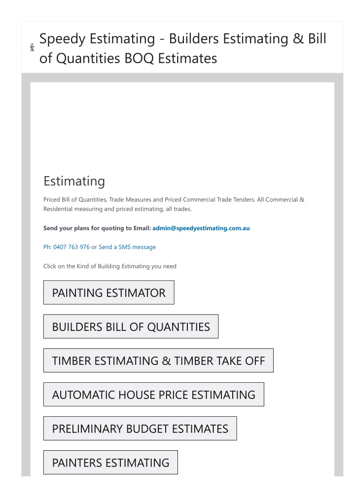 speedy estimating builders estimating bill