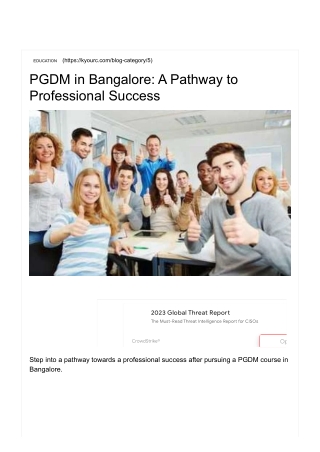 PGDM in Bangalore_ A Pathway to Professional Success