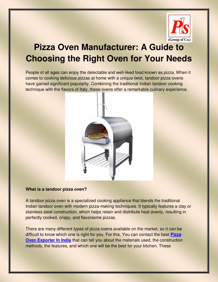 pizza oven manufacturer a guide to choosing