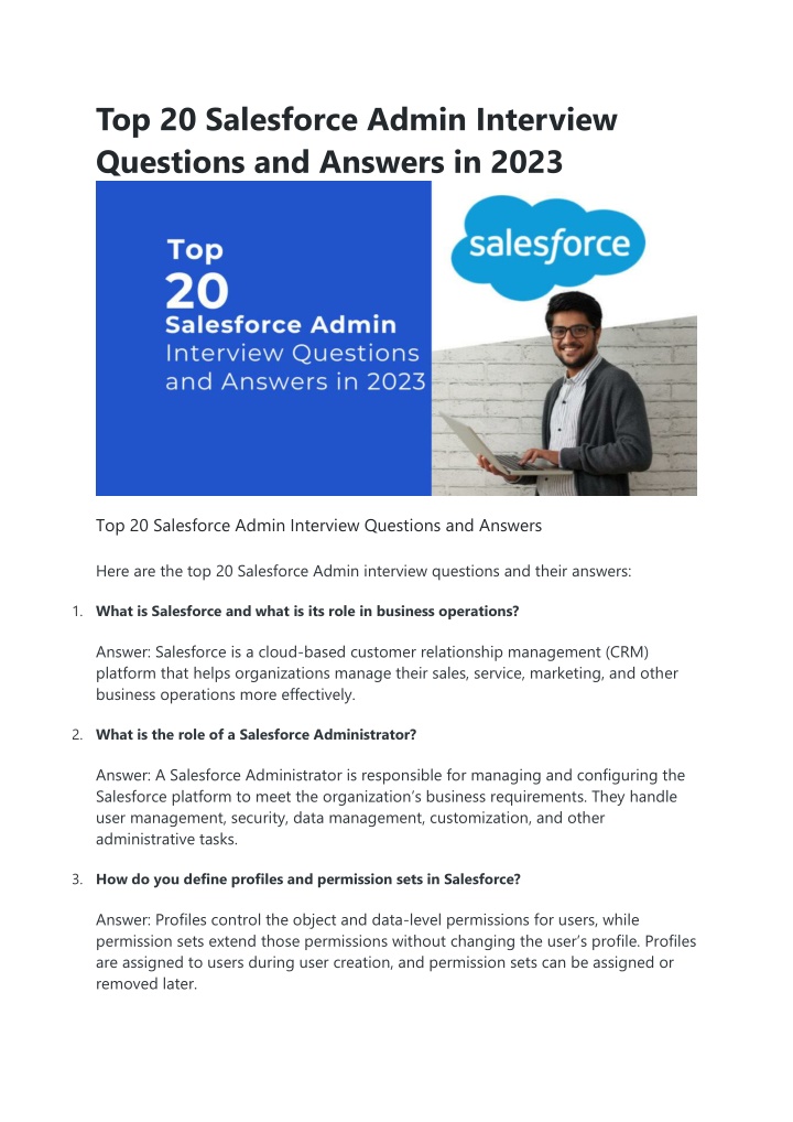 top 20 salesforce admin interview questions