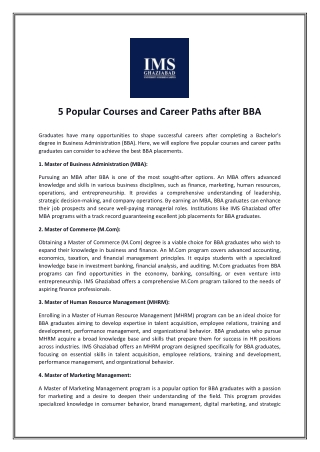 5 Popular Courses and Career Paths after BBA